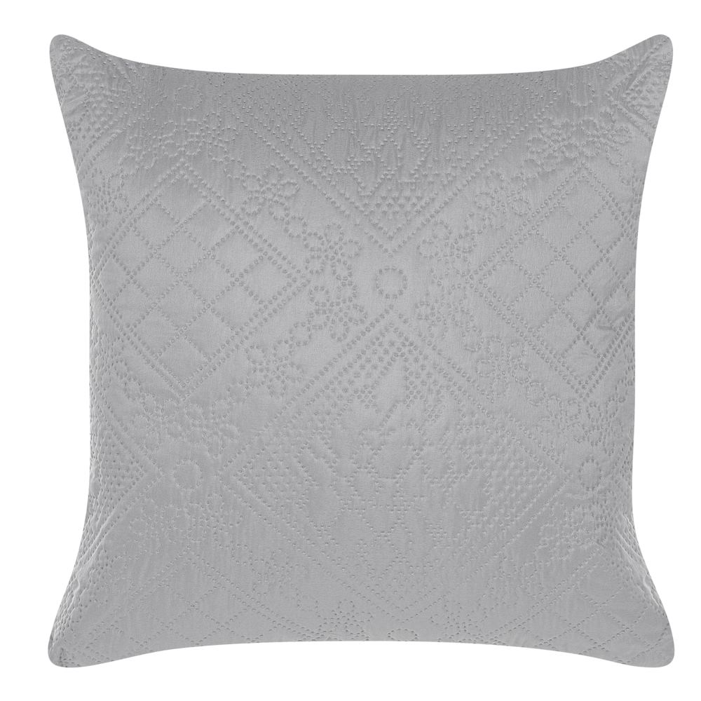 Copriletto in Tessuto di Poliestere Grigio 160 x 220 cm con Cuscini Motivo in Rilievo Decorativo Copriletto Lenzuola Classico Camera da Letto