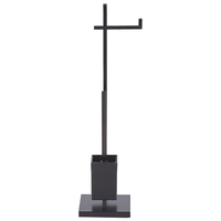 Porta Carta Igienica e Porta Scopino Acciaio Nero Autoportante Finitura cromato Lucido Accessori Bagno Moderni