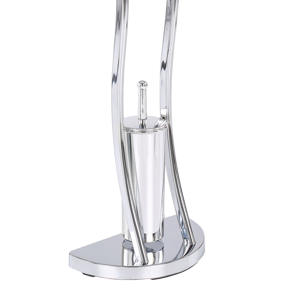 Porta Carta Igienica e Porta Scopino Acciaio argento Cromato Lucido Freestanding Accessori Bagno Moderni