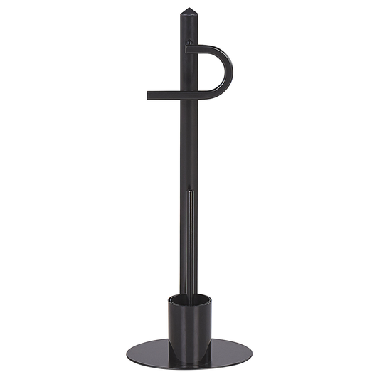 Porta Carta Igienica e Porta Scopino Acciaio Nero Verniciato a Polvere Opaco Freestanding Accessori Bagno Moderni