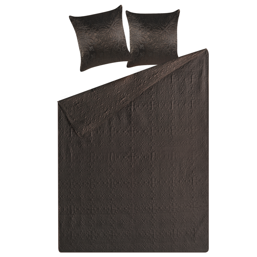 Set copriletto e cuscini tessuto in poliestere marrone 140 x 210 cm motivo goffrato decorativo biancheria da letto classico camera da letto
