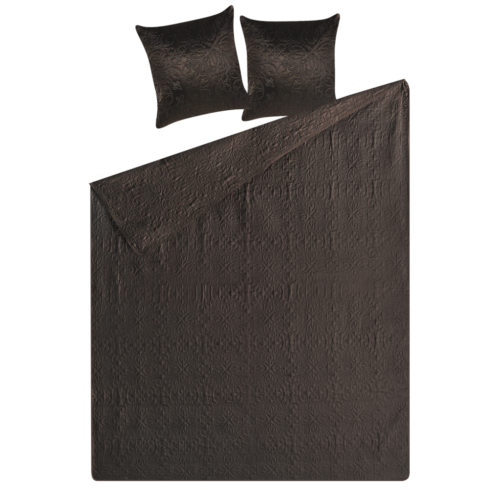 Set copriletto e cuscini in tessuto di poliestere marrone 160 x 220 cm motivo goffrato decorativo biancheria da letto classico camera da letto