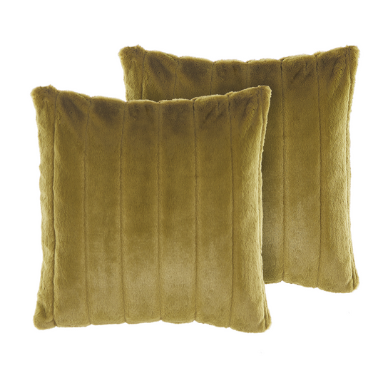Set di 2 cuscini in poliestere verde 45 x 45 cm Glam con cerniera in rilievo pelo soggiorno camera da letto
