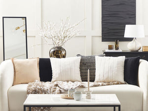 Set di 2 cuscini in poliestere bianco 45 x 45 cm Glam con cerniera in rilievo pelo soggiorno camera da letto