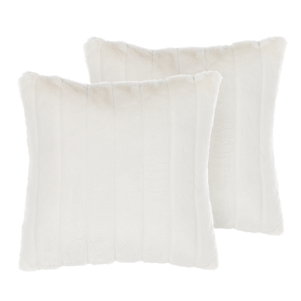 Set di 2 cuscini in poliestere bianco 45 x 45 cm Glam con cerniera in rilievo pelo soggiorno camera da letto
