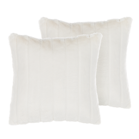 Set di 2 cuscini in poliestere bianco 45 x 45 cm Glam con cerniera in rilievo pelo soggiorno camera da letto