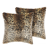 Set di 2 cuscini in acrilico marrone 45 x 45 cm Glam leopardato con zip pelo Soggiorno Camera da letto