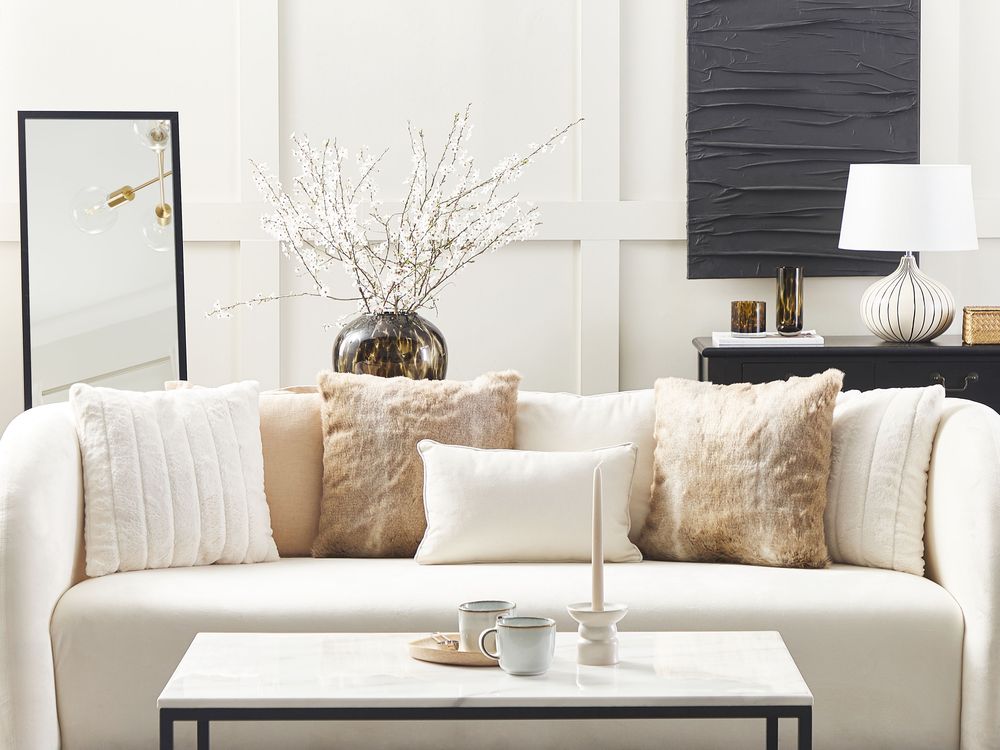 Set di 2 cuscini in acrilico marrone 45 x 45 cm boho tinta unita cerniera soggiorno camera da letto peloso