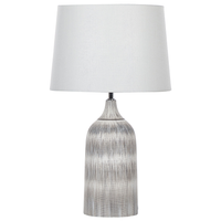Lampada da tavolo Base in ceramica grigia 66 cm Paralume in tessuto bianco Lampada da comodino classica