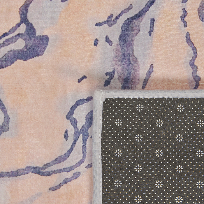 Tappeto tappetino Moquette Tessuto in poliestere beige e blu Motivo astratto Fondo rivestito in gomma 160 x 230 cm