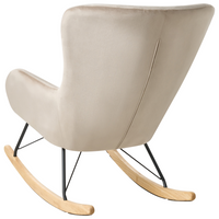 Sedia A Dondolo Velluto Beige Gambe In Metallo Pattini In Legno Moderni