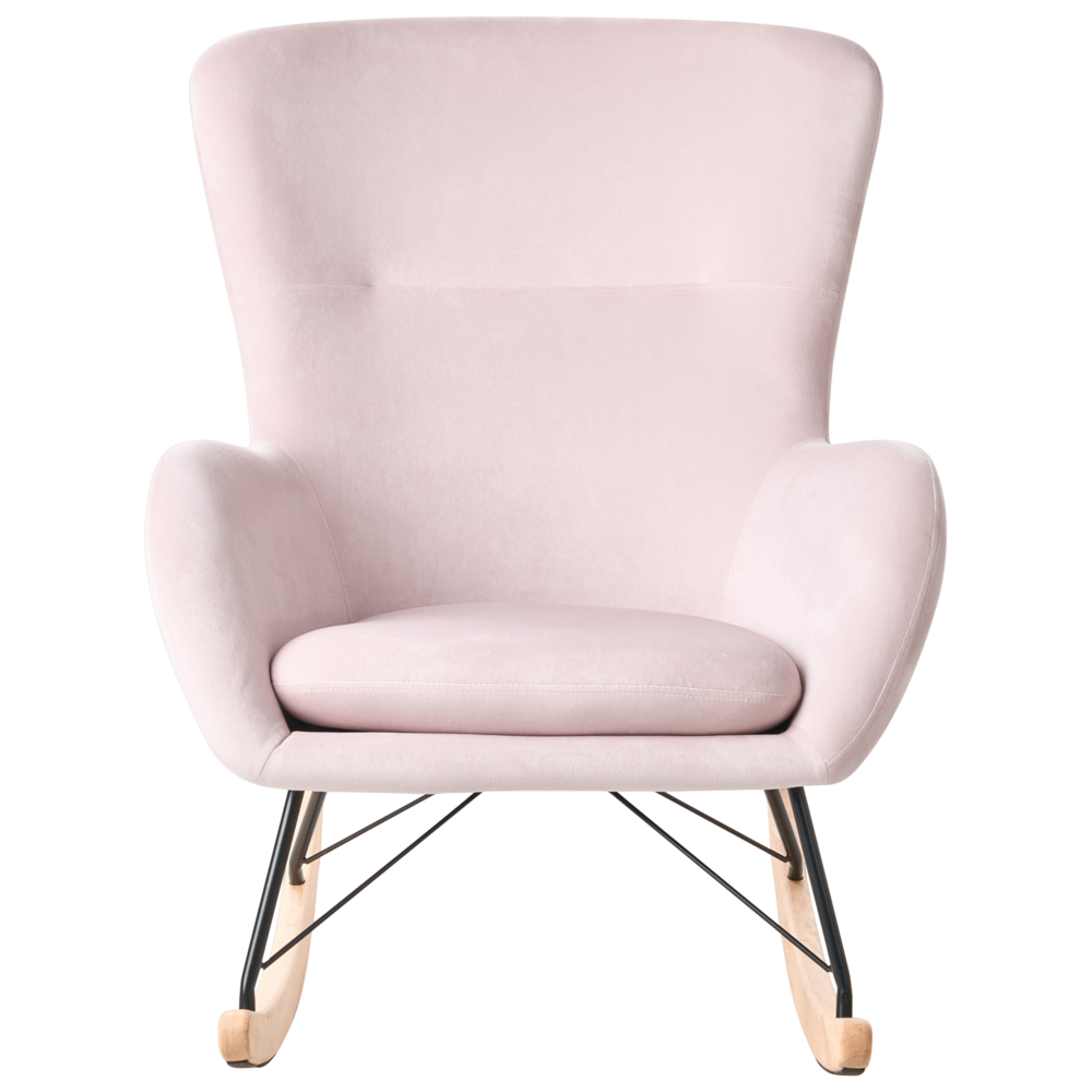 Sedia A Dondolo Velluto Rosa Gambe In Metallo Pattini In Legno Moderni