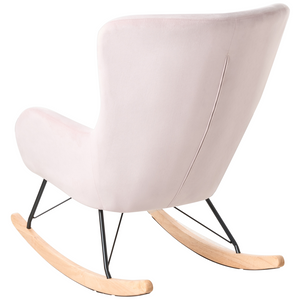 Sedia A Dondolo Velluto Rosa Gambe In Metallo Pattini In Legno Moderni