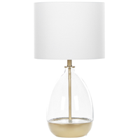 Lampada da tavolo bianca con base in vetro trasparente Paralume impero bianco da comodino con decorativo