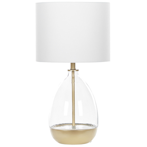 Lampada da tavolo bianca con base in vetro trasparente Paralume impero bianco da comodino con decorativo