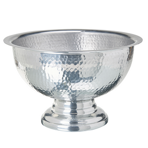 Ciotola Decorativa In Metallo Martellato Argento Glamour Fatta A Mano Per Bevande Cibo Sala Da Pranzo