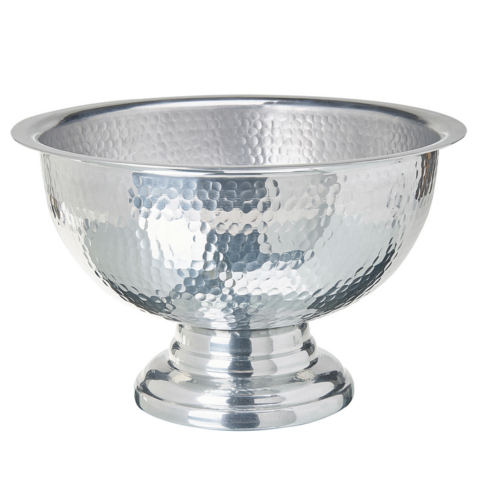 Ciotola Decorativa In Metallo Martellato Argento Glamour Fatta A Mano Per Bevande Cibo Sala Da Pranzo