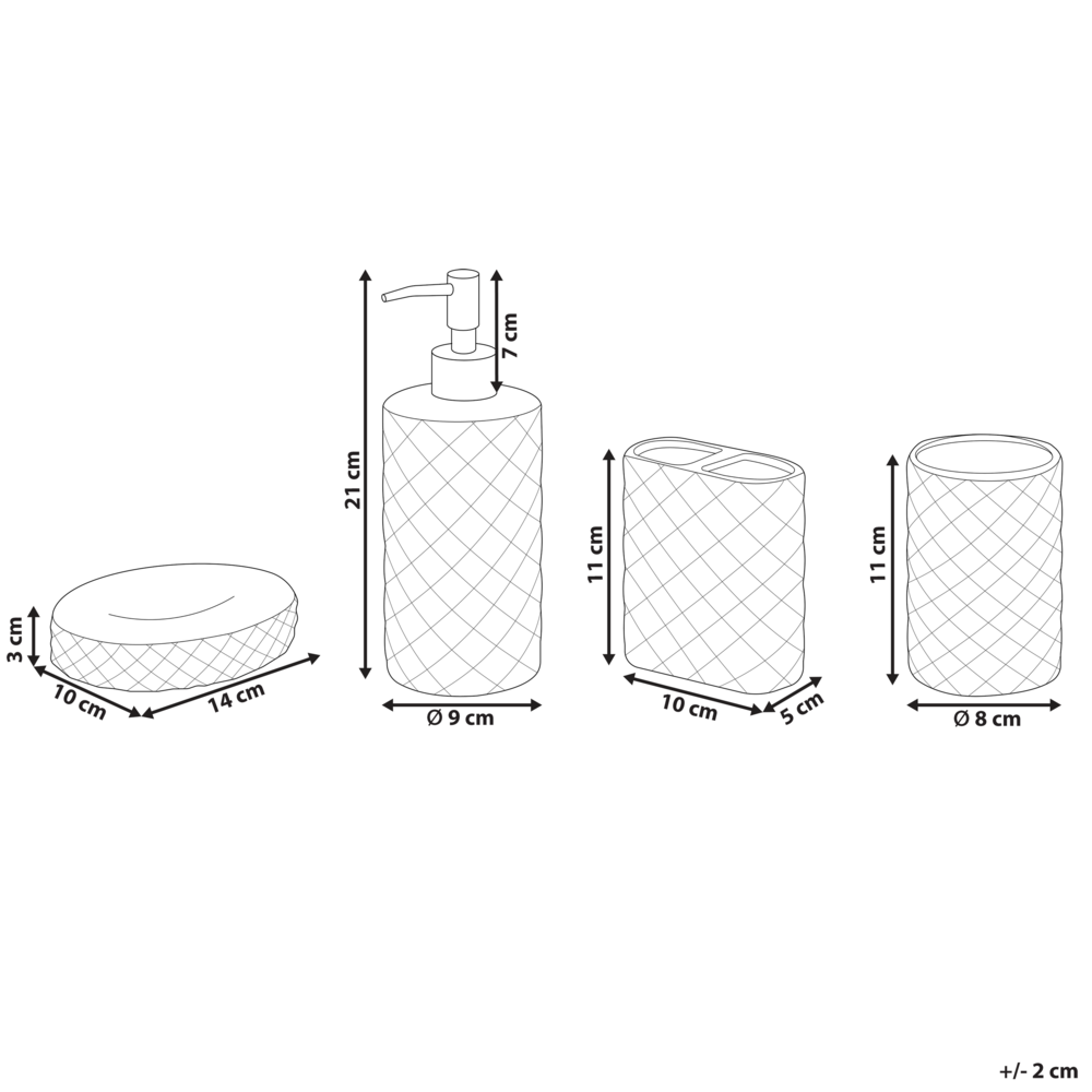 Set di 4 Accessori Bagno in Ceramica blu dispenser sapone porta sapone Portaspazzolino recipiente