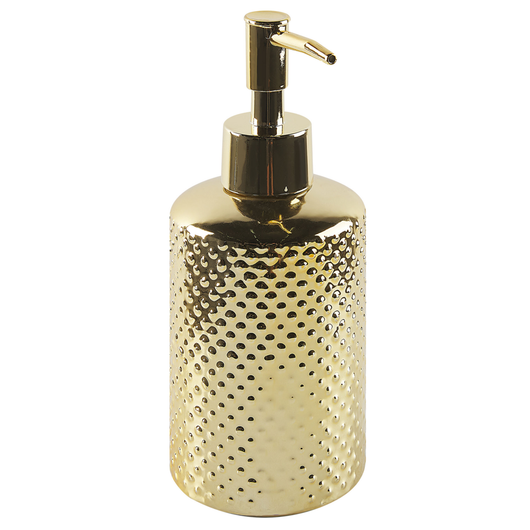 Set di 4 Accessori Bagno in Ceramica dorata dispenser sapone porta sapone portaspazzolini bicchiere