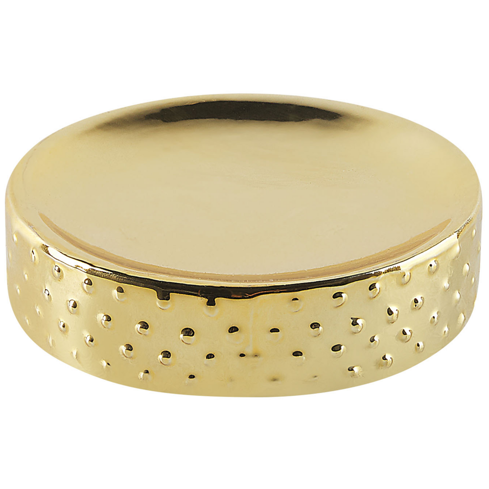 Set di 4 Accessori Bagno in Ceramica dorata dispenser sapone porta sapone portaspazzolini bicchiere