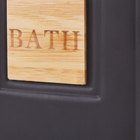 Set di 4 Accessori Bagno in Ceramica nero e legno chiaro dispenser sapone portasapone Bicchiere Portaspazzolino