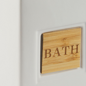 Set di 4 Accessori Bagno in Ceramica beige e legno chiaro dispenser sapone portasapone Bicchiere Portaspazzolino