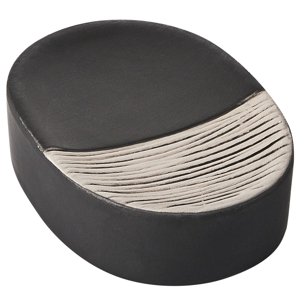 Set di 4 Accessori Bagno in Ceramica nera e beige dispenser sapone porta sapone portaspazzolini bicchiere