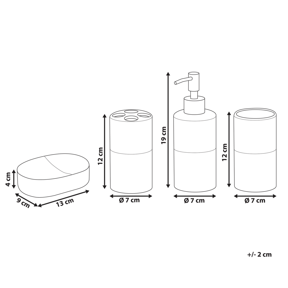 Set di 4 Accessori Bagno in Ceramica nera e beige dispenser sapone porta sapone portaspazzolini bicchiere