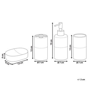 Set di 4 Accessori Bagno in Ceramica nera e beige dispenser sapone porta sapone portaspazzolini bicchiere