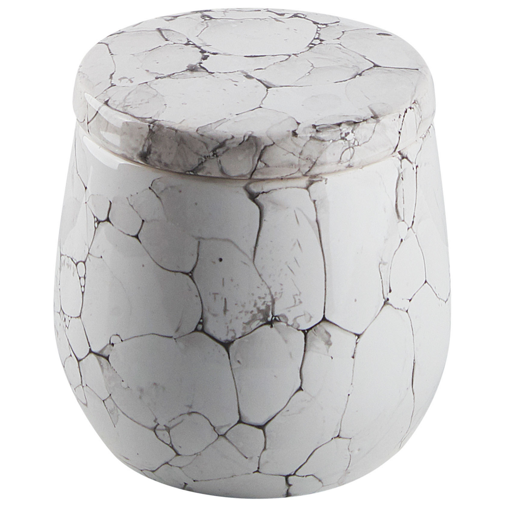 Set di 6 Accessori Bagno in Ceramica bianca dispenser sapone porta sapone bicchiere portaspazzolini contenitore scopino bagno