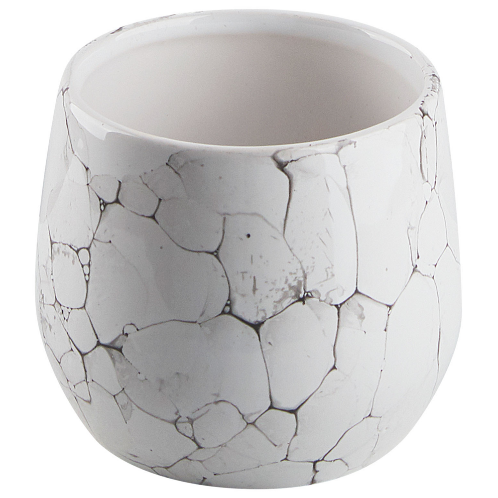 Set di 6 Accessori Bagno in Ceramica bianca dispenser sapone porta sapone bicchiere portaspazzolini contenitore scopino bagno