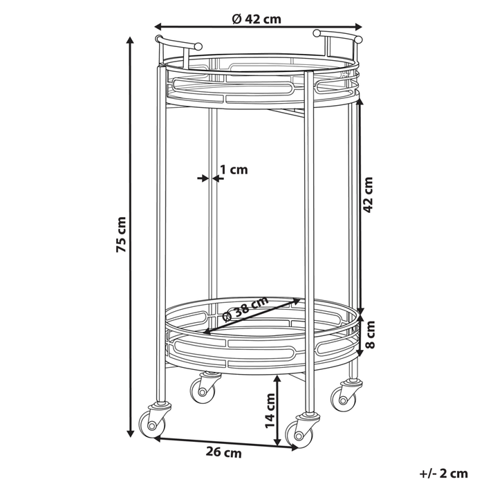 Carrello da cucina a rotelle porta bottiglie con piano a specchio metallo dorato glamour