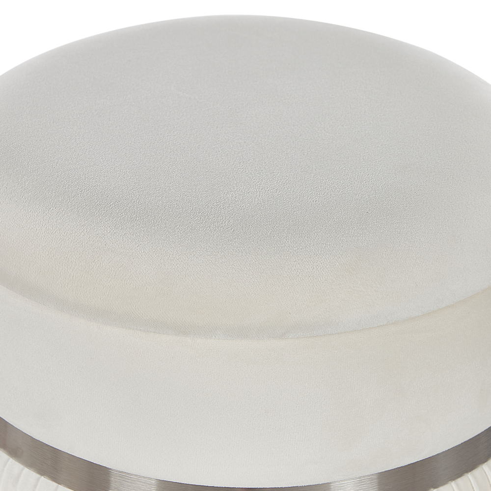Set di 2 pouf Velluto bianco Fasce metalliche Glamour Contenitori interni Soggiorno Camera da letto