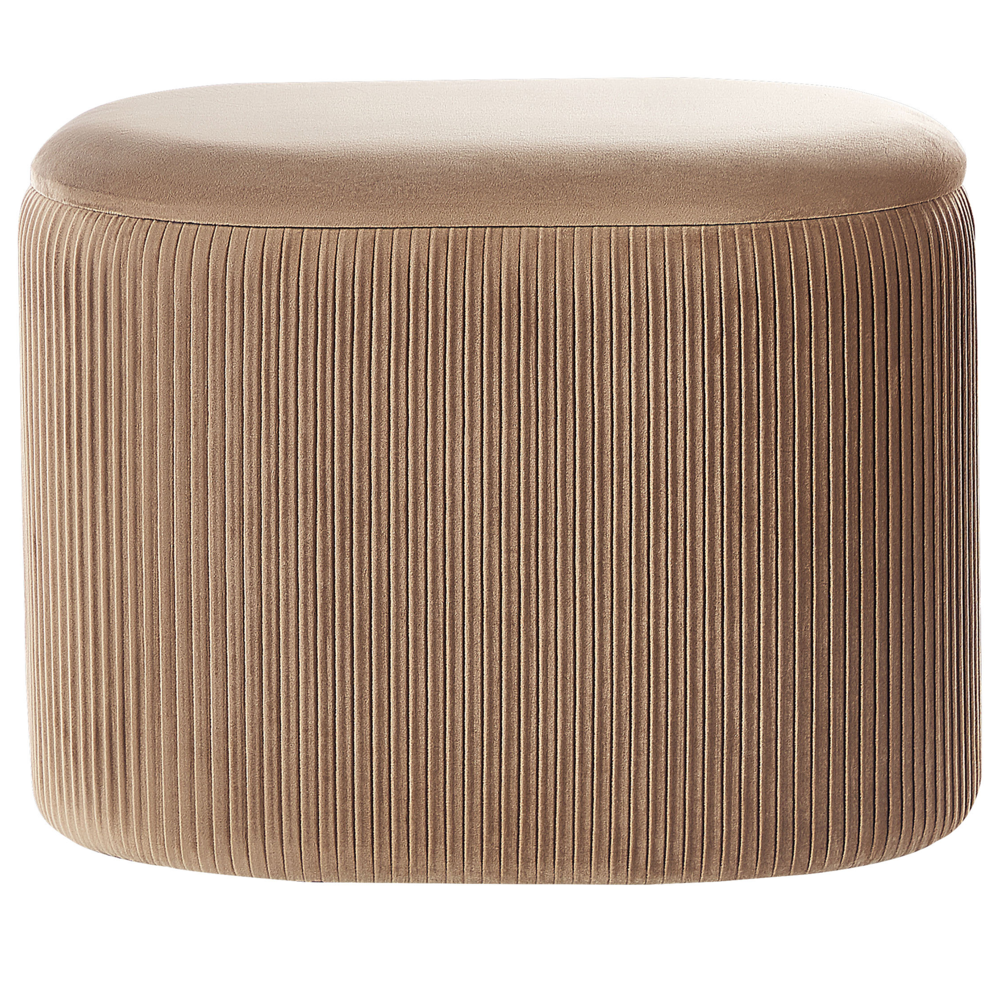 Pouf Beige Velluto Glamour Storage Poggiapiedi Soggiorno Camera da Letto