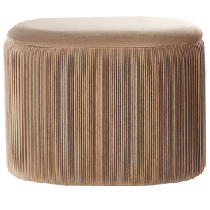 Pouf Beige Velluto Glamour Storage Poggiapiedi Soggiorno Camera da Letto