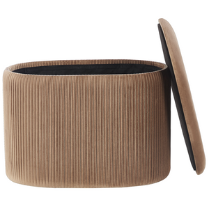 Pouf Beige Velluto Glamour Storage Poggiapiedi Soggiorno Camera da Letto