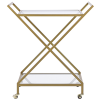 Carrello da cucina con struttura in metallo dorato piani in vetro trasparente carrello bar glamour con ruote bloccabili