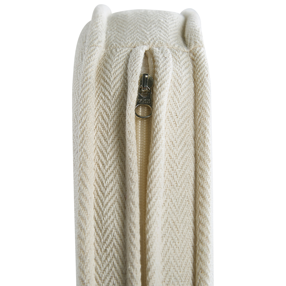 Poltrona da giardino in rattan naturale con cuscini dello schienale in cotone bianco sporco per interni ed esterni