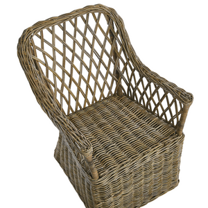 Set di 2 poltrone da giardino in rattan naturale con cuscini per schienale in cotone bianco sporco per interni ed esterni