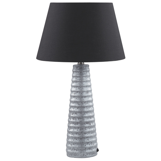 Lampada da tavolo in ceramica argento 58 cm motivo geometrico Nero paralume impero comodino soggiorno camera da letto illuminazione