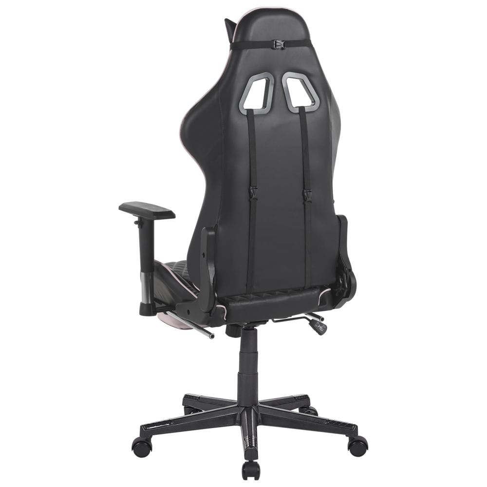 Sedia da gaming Nero Rosa Ecopelle 126 - 136 cm Braccioli Girevoli Regolabili e Poggiapiedi Regolabili in Altezza Moderna