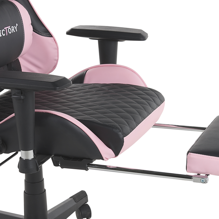 Sedia da gaming Nero Rosa Ecopelle 126 - 136 cm Braccioli Girevoli Regolabili e Poggiapiedi Regolabili in Altezza Moderna