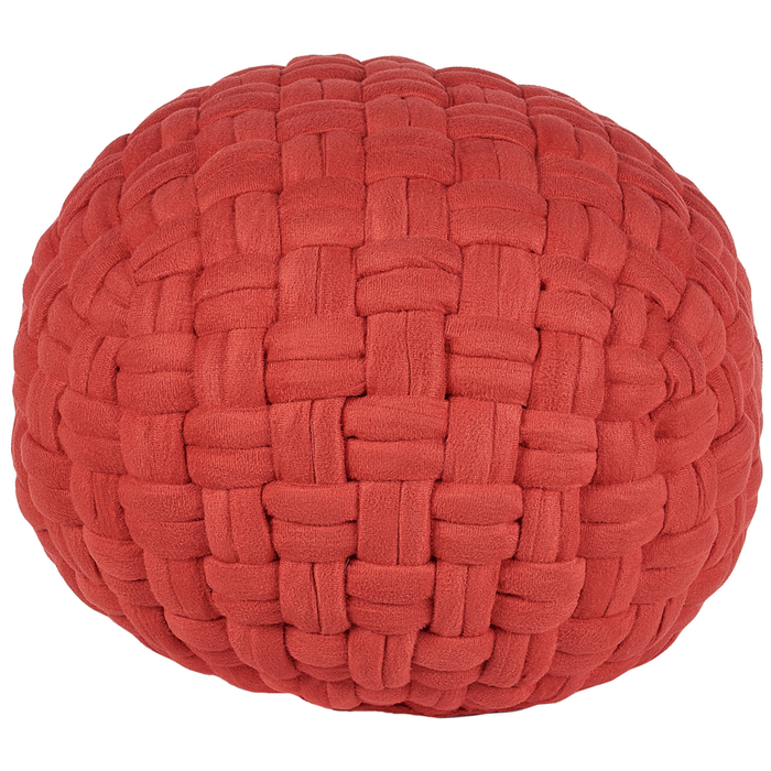 Pouf in velluto rosso 45 x 35 cm intrecciato a cesto fatto a mano rotondo con imbottitura in EPS poggiapiedi