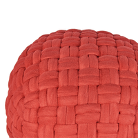 Pouf in velluto rosso 45 x 35 cm intrecciato a cesto fatto a mano rotondo con imbottitura in EPS poggiapiedi