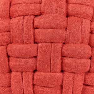 Pouf in velluto rosso 45 x 35 cm intrecciato a cesto fatto a mano rotondo con imbottitura in EPS poggiapiedi