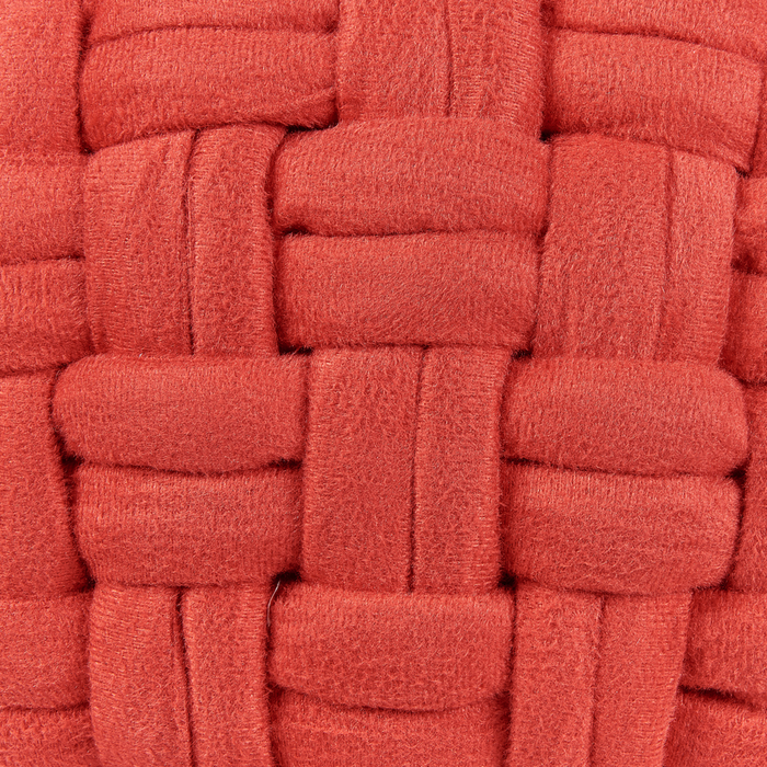 Pouf in velluto rosso 45 x 35 cm intrecciato a cesto fatto a mano rotondo con imbottitura in EPS poggiapiedi