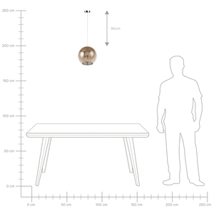 Lampada a Sospensione in Vetro Dorato a Forma di Globo Tondo 1 Luce Moderna