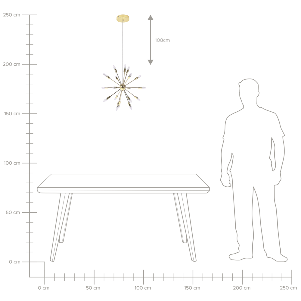 Lampada a Sospensione 18 Luci in Metallo dorato stile Glam moderno