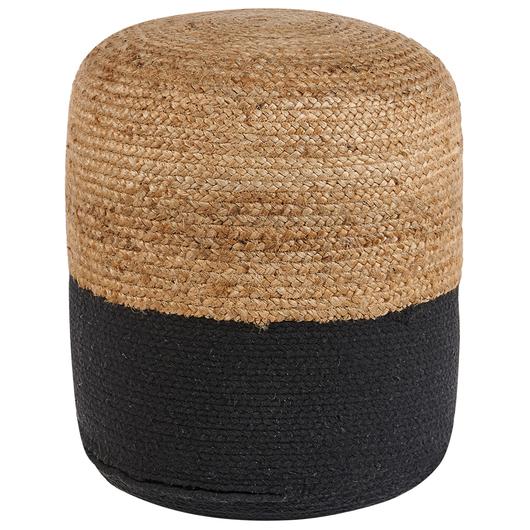 Pouf ottomana iuta nera perline EPS riempimento rotondo ø 46 cm stile boho