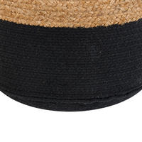 Pouf ottomana iuta nera perline EPS riempimento rotondo ø 46 cm stile boho